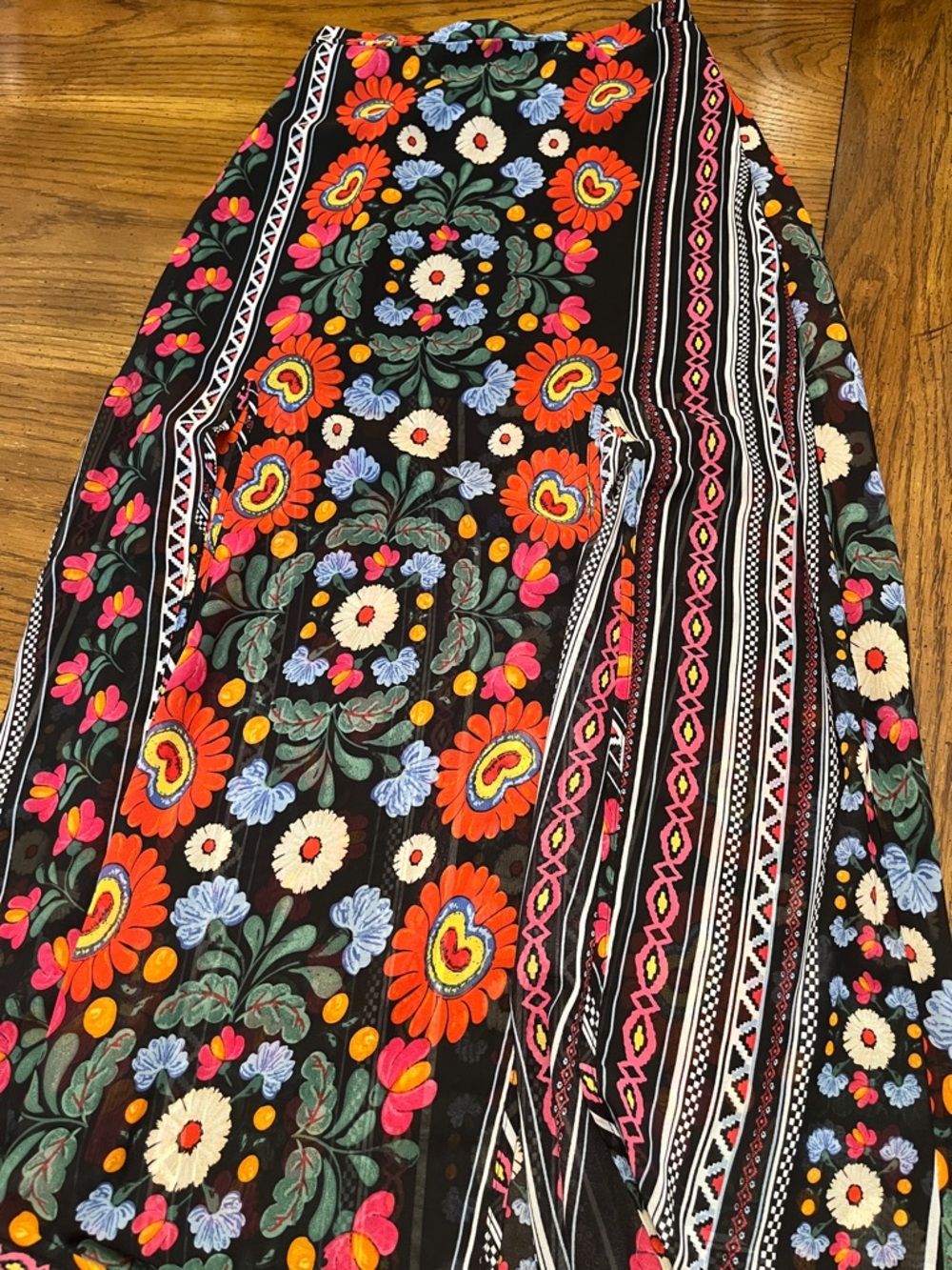 Show Me Your Mumu Vibrant Floral Maxi Skirt with double slits, size small
